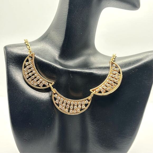Vintage Gold Crescent Necklace - Picture 2 of 4